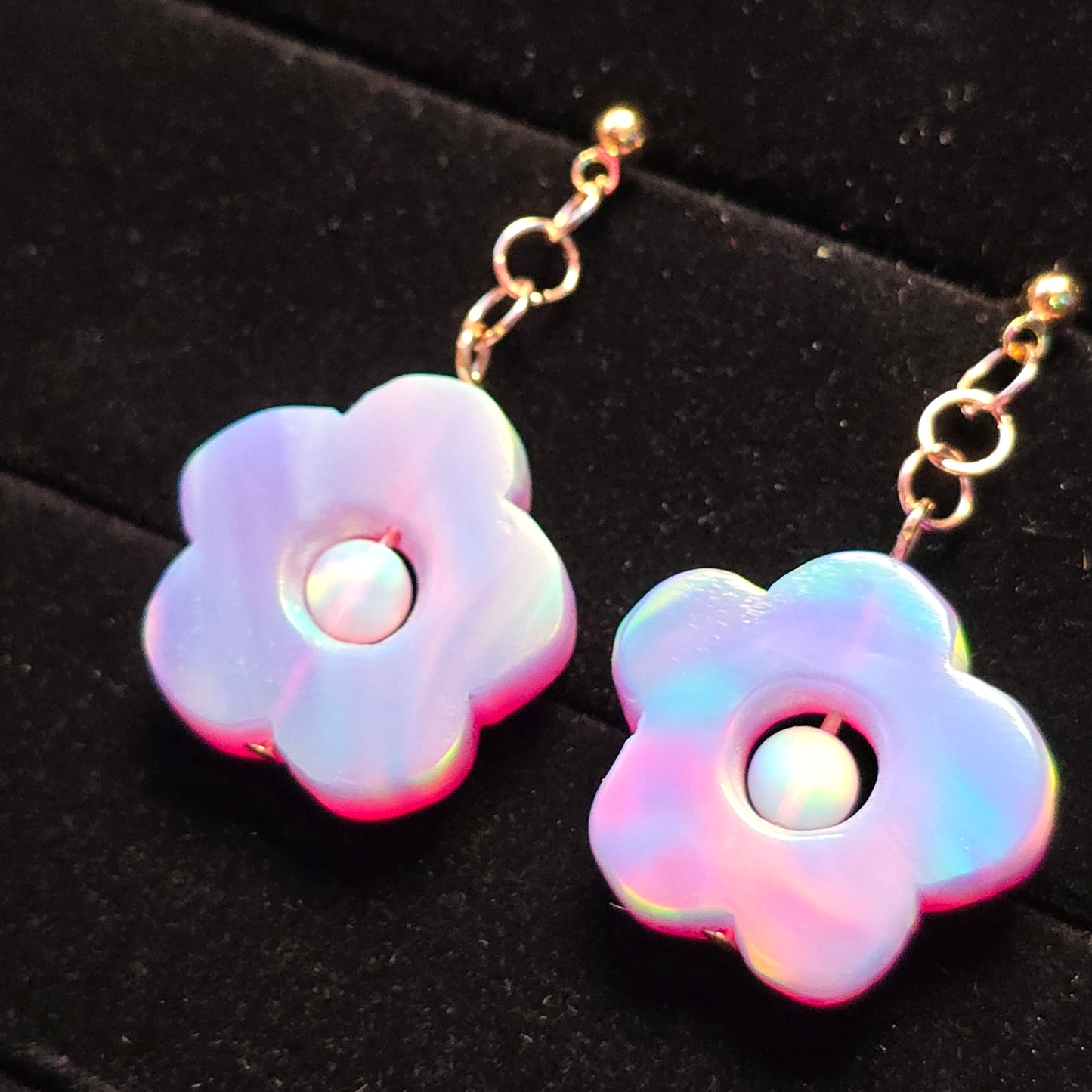 Hazy Flower Frame Stud Dangle Earrings