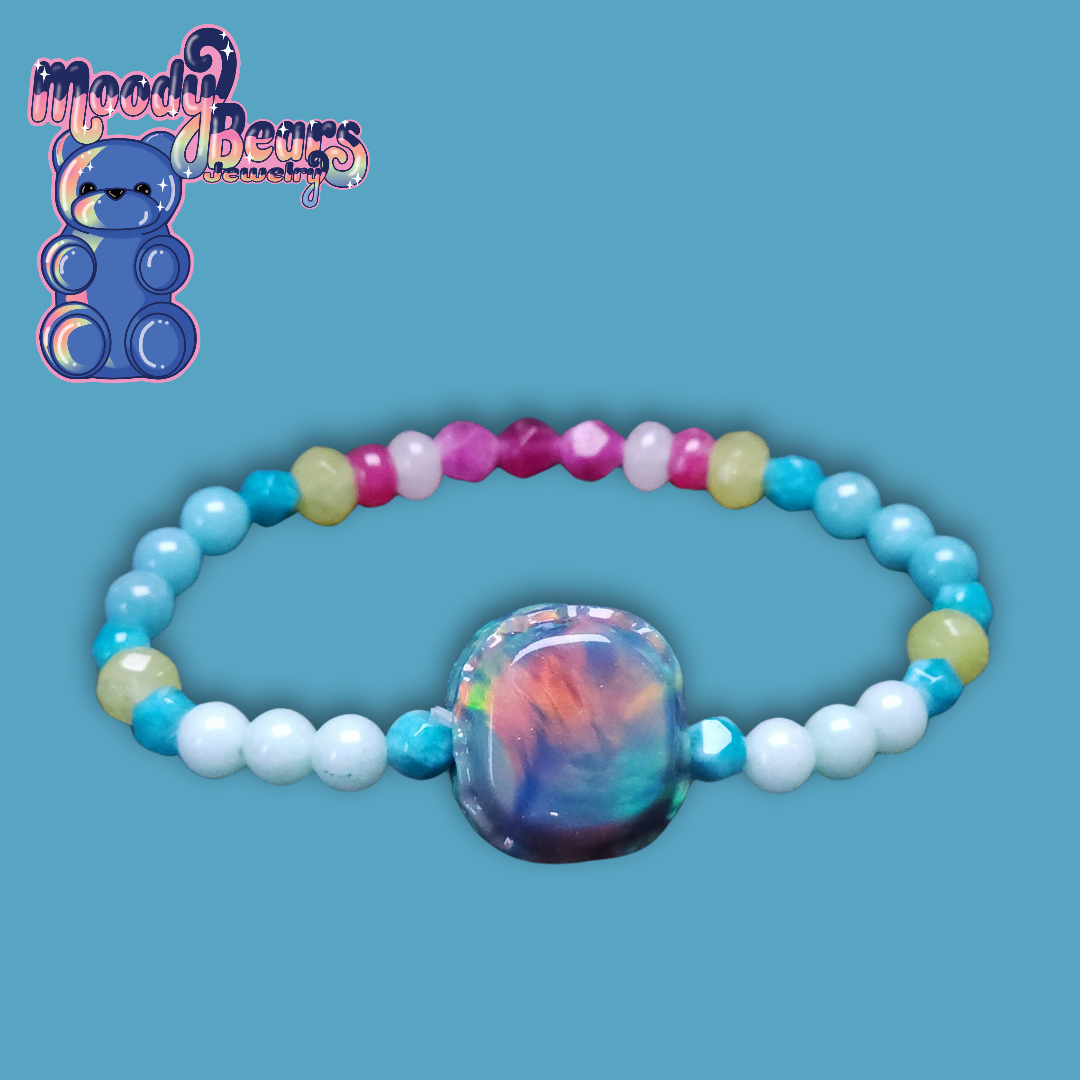 Everything Bagel Macaron Lab-Created Opal & Crystal Stretchy Bracelet