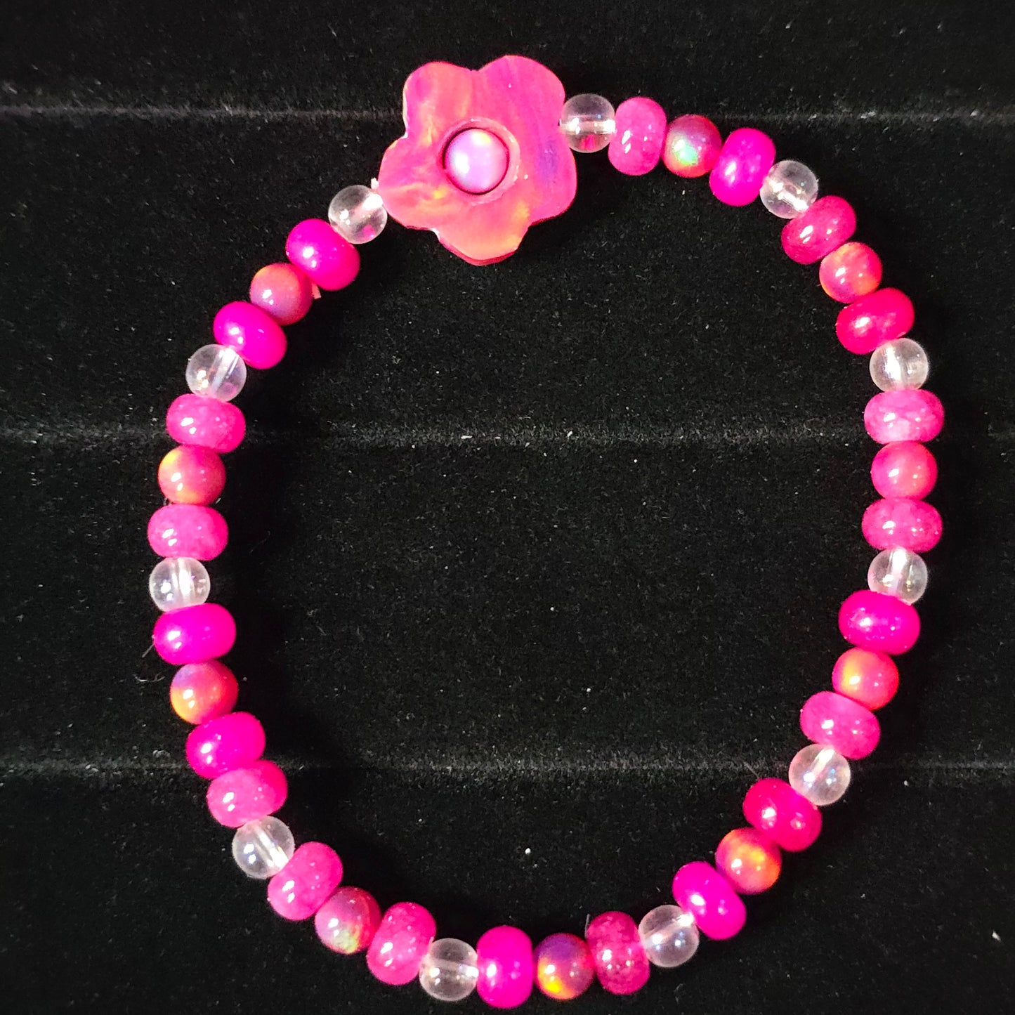 Fussy Flower Lab-Created Opal & Crystal Stretchy Bracelet