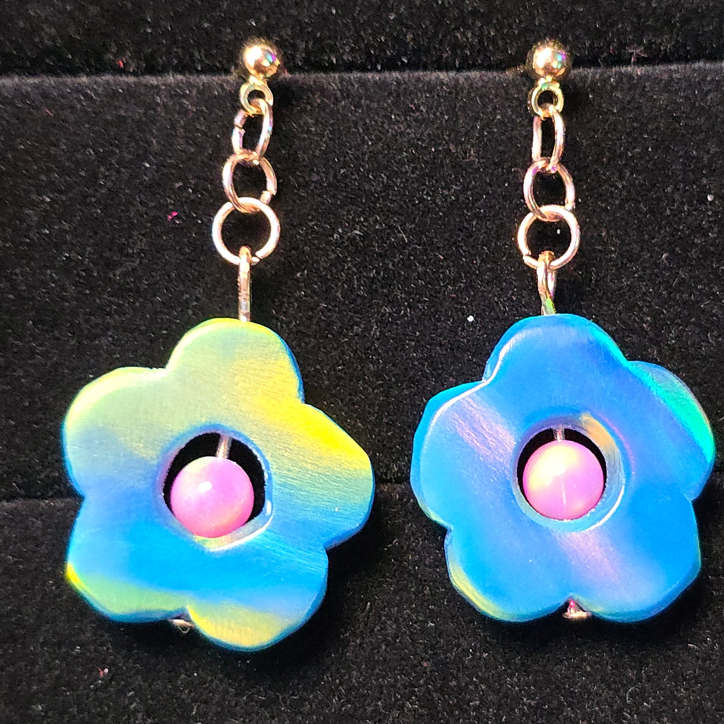Everything Bagel Flower Frame Stud Dangle Earrings