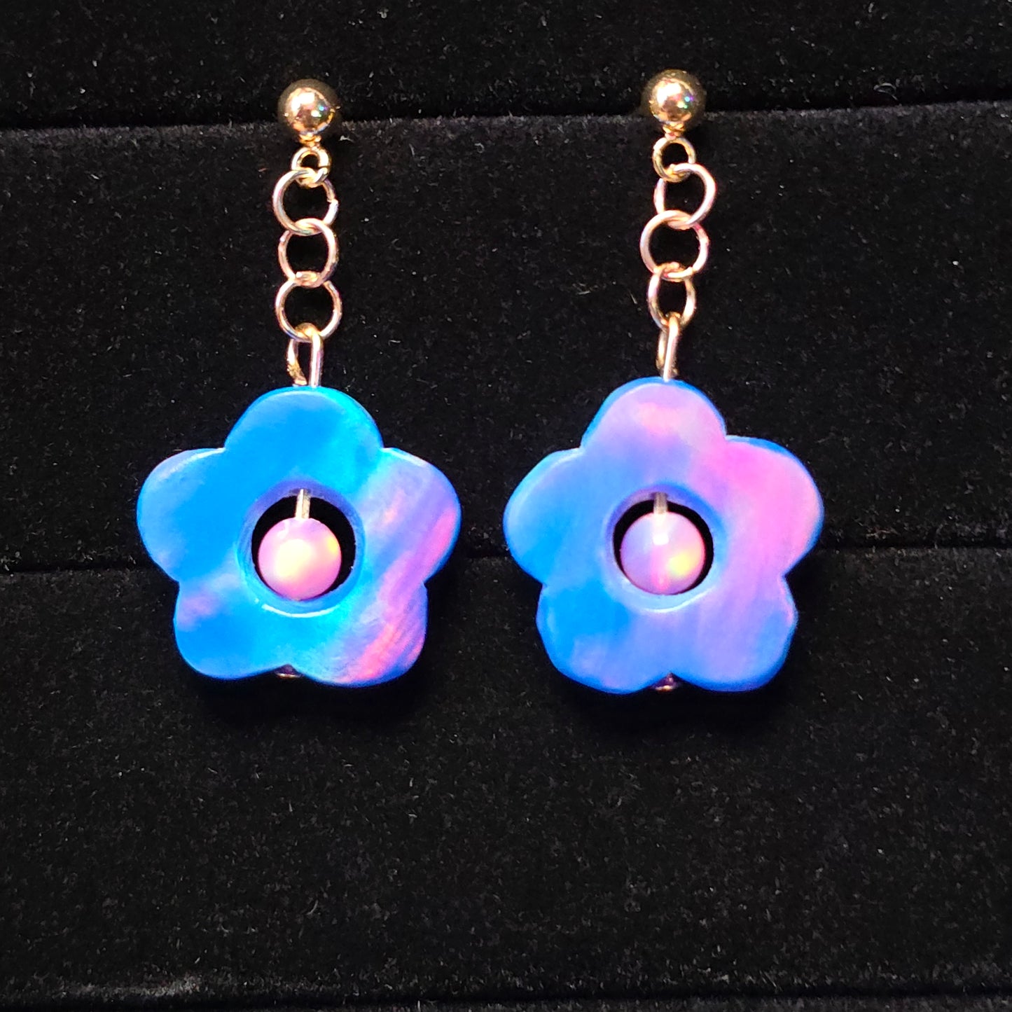 Electric Sugar Flower Frame Stud Dangle Earrings