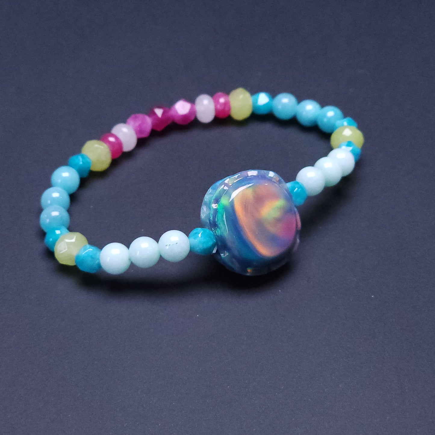 Everything Bagel Macaron Lab-Created Opal & Crystal Stretchy Bracelet