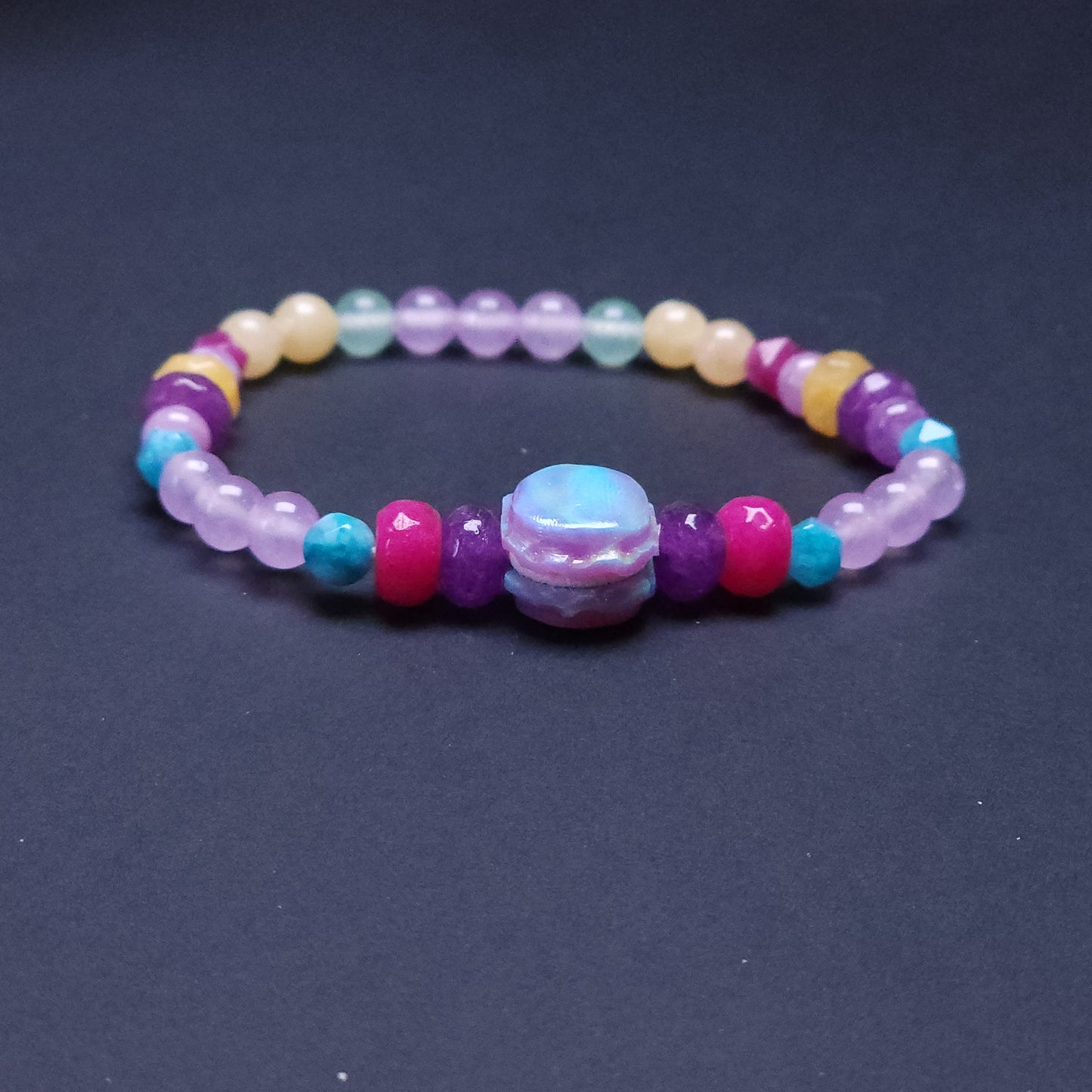 Hazy Macaron Lab-Created Opal & Crystal Stretchy Bracelet