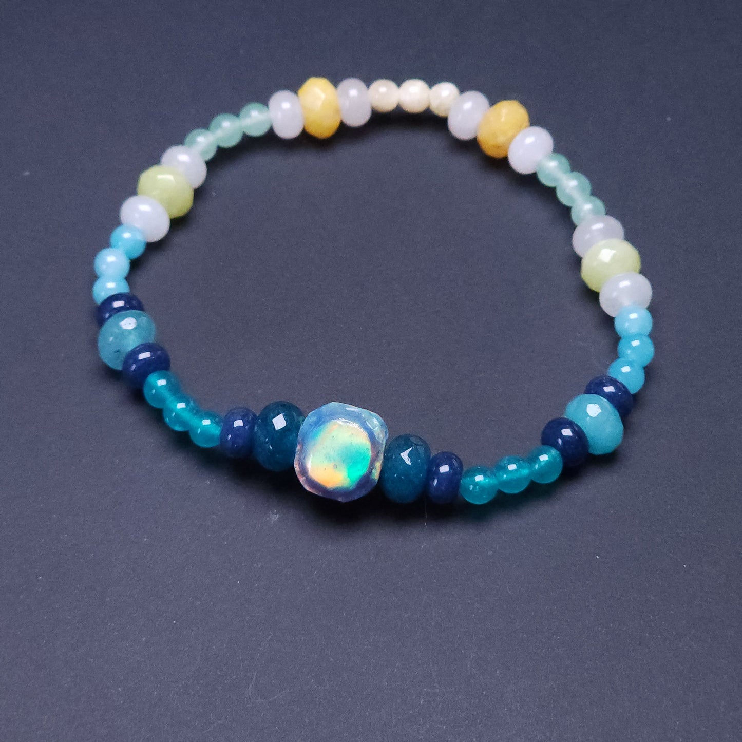 Everything Bagel Macaron Lab-Created Opal & Crystal Stretchy Bracelet