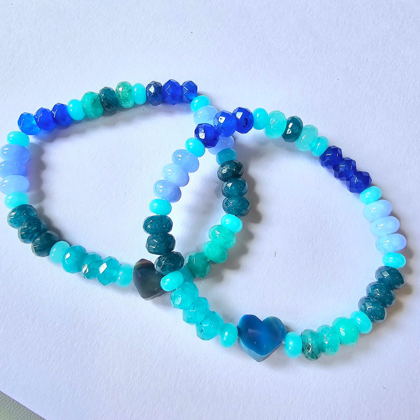 Calm Before the Storm Heart Lab-Created Opal & Crystal Stretchy Bracelet