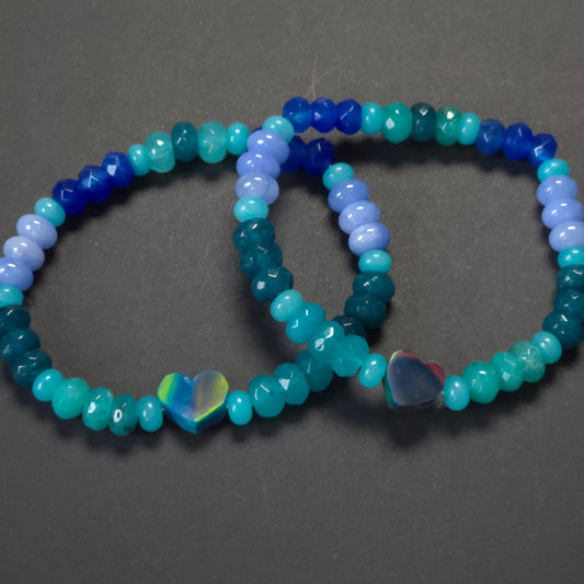 Calm Before the Storm Heart Lab-Created Opal & Crystal Stretchy Bracelet