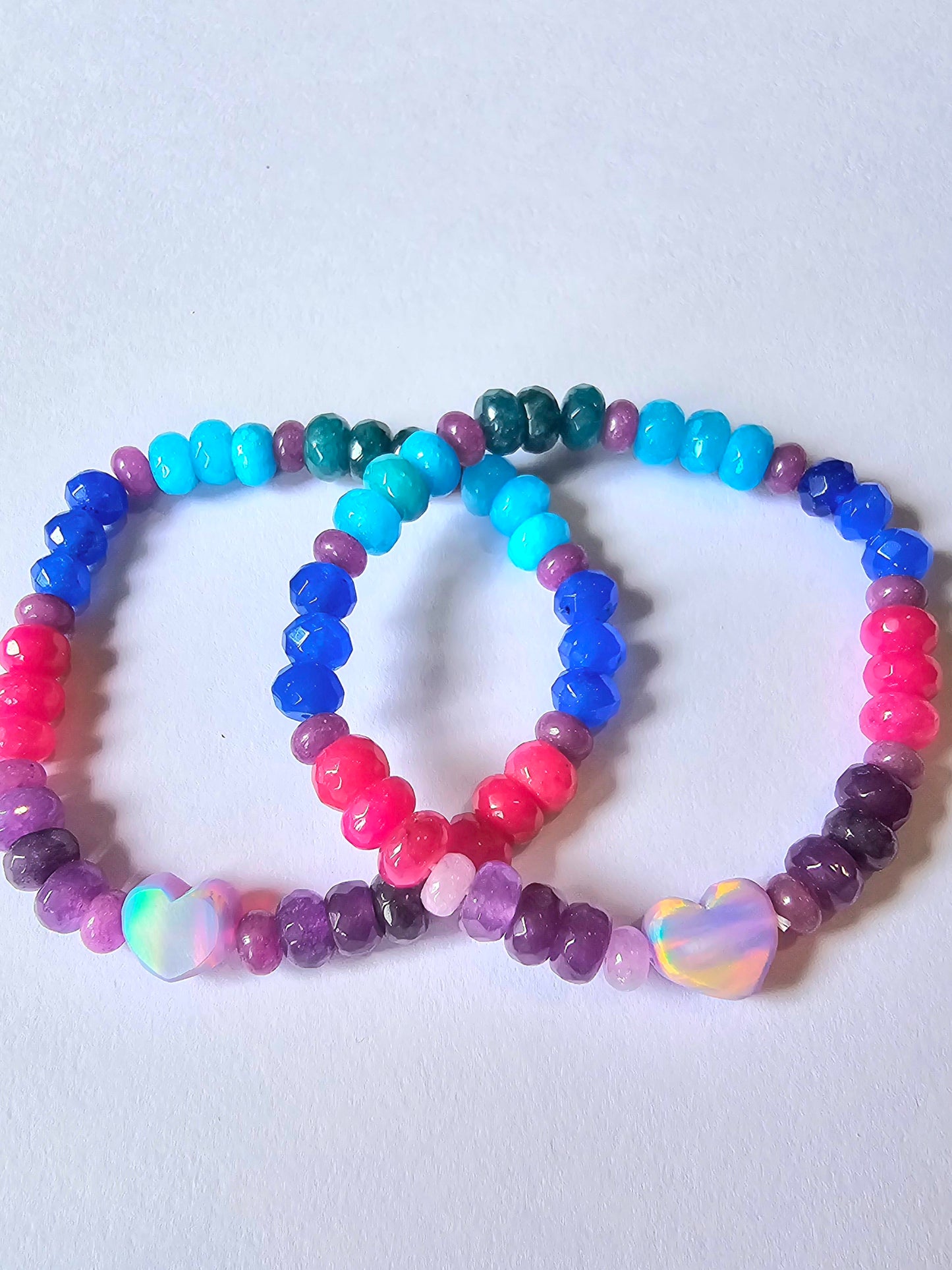 Hazy Heart Lab-Created Opal & Crystal Stretchy Bracelet