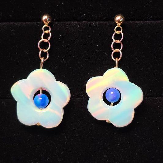 Playful Flower Frame Stud Dangle Earrings