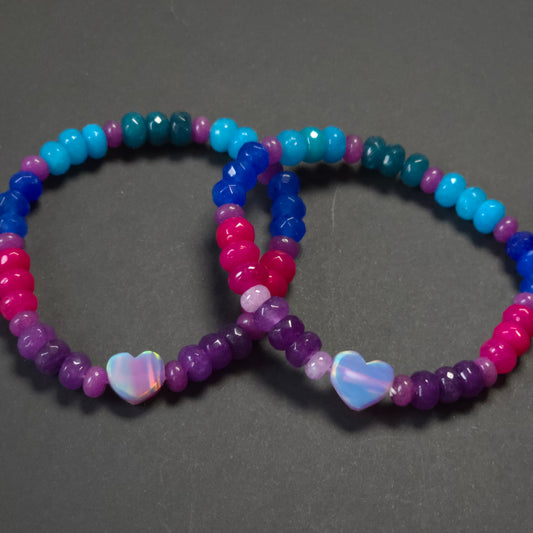 Hazy Heart Lab-Created Opal & Crystal Stretchy Bracelet