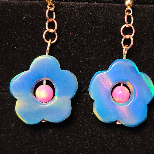 Everything Bagel Flower Frame Stud Dangle Earrings