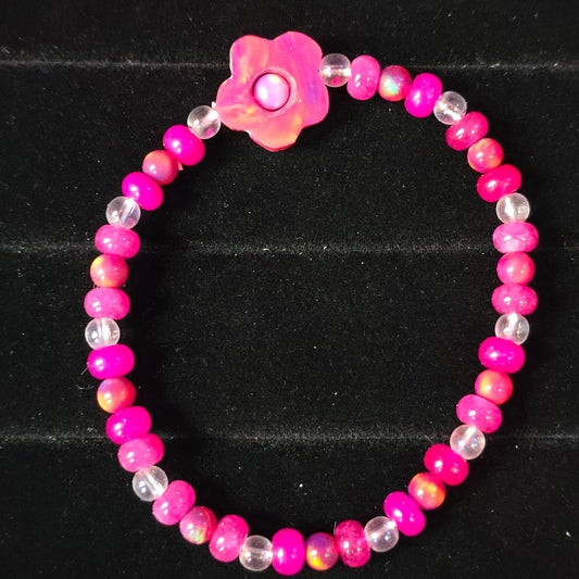 Fussy Flower Lab-Created Opal & Crystal Stretchy Bracelet