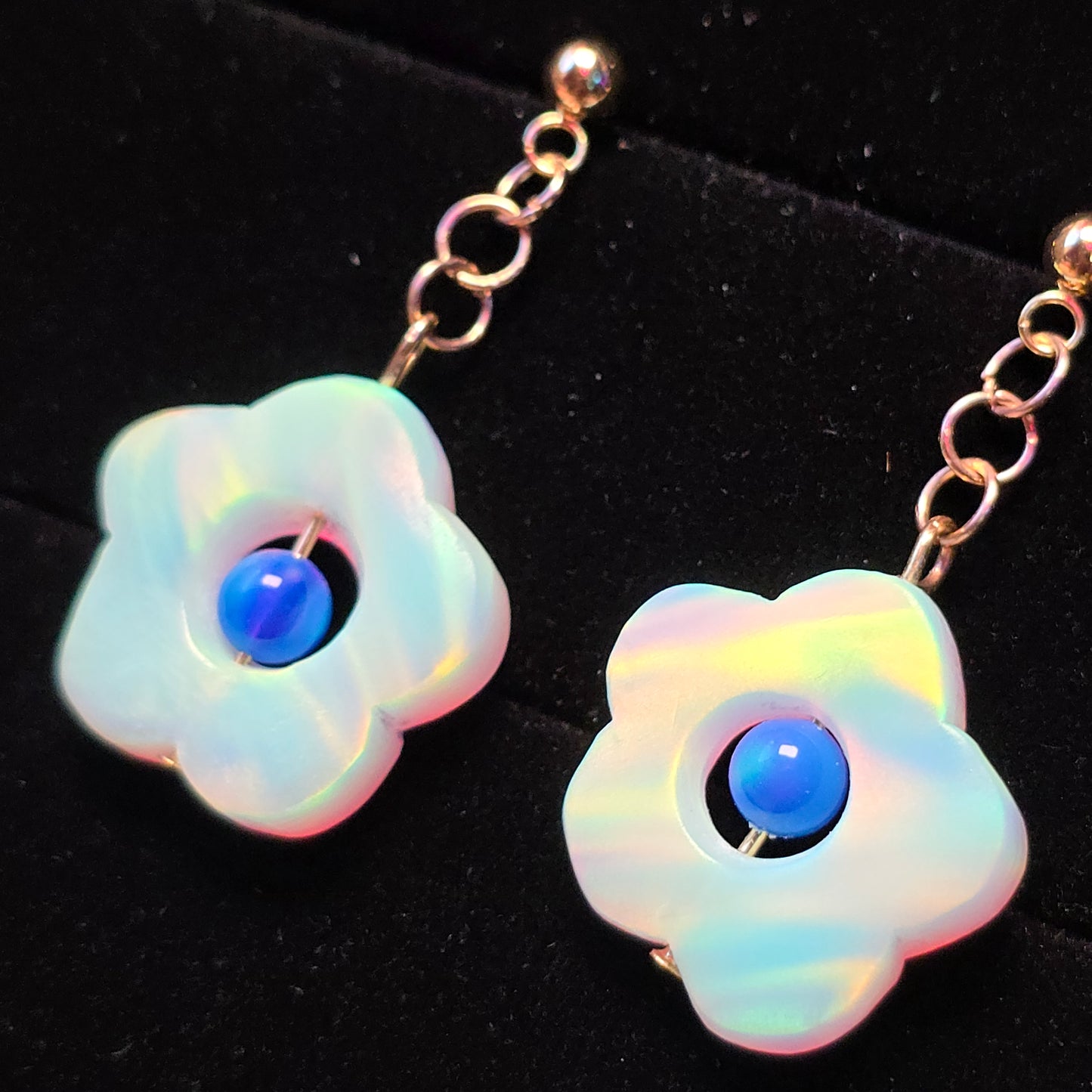 Playful Flower Frame Stud Dangle Earrings