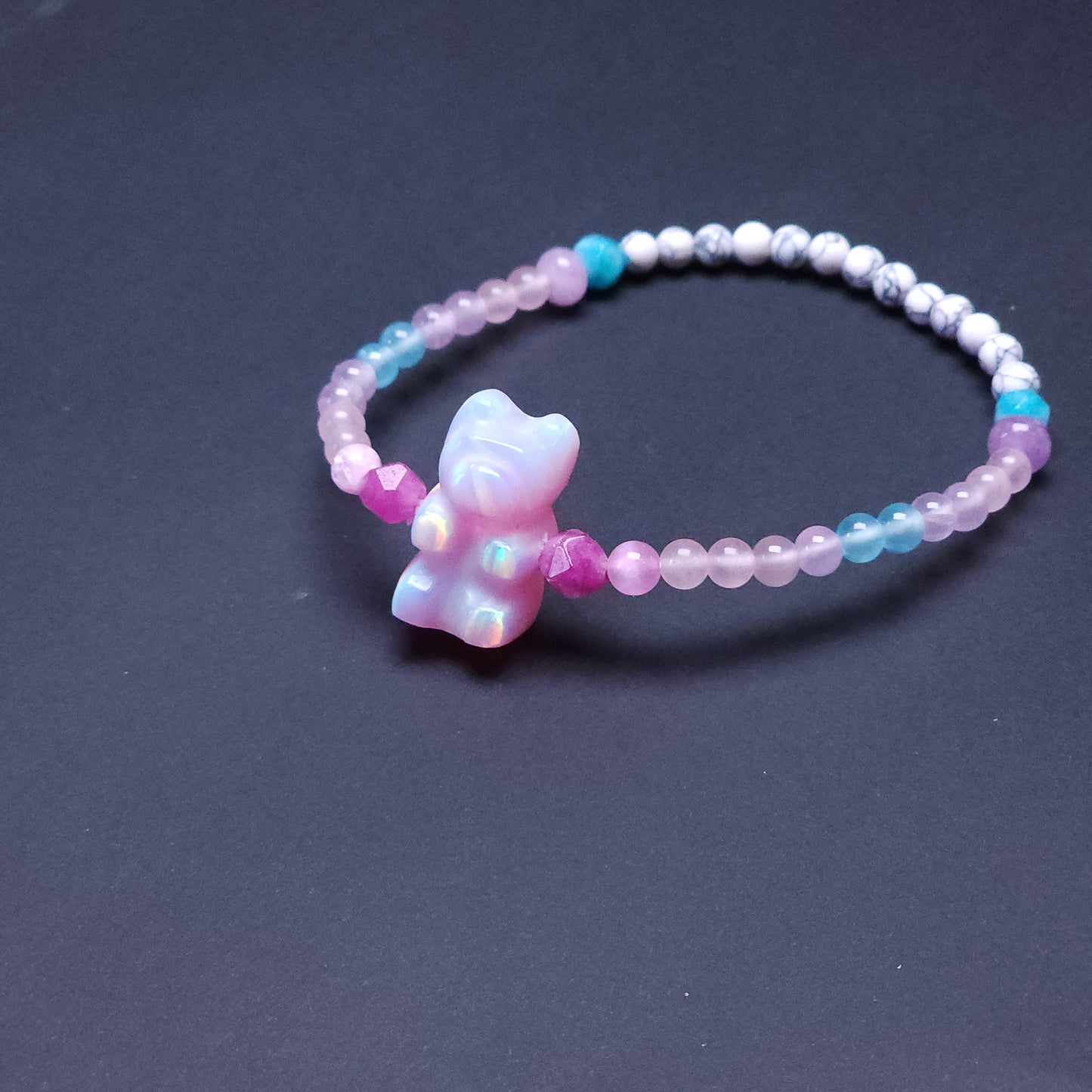 Delicate Gummy Bear Lab-Created Opal & Crystal Stretchy Bracelet
