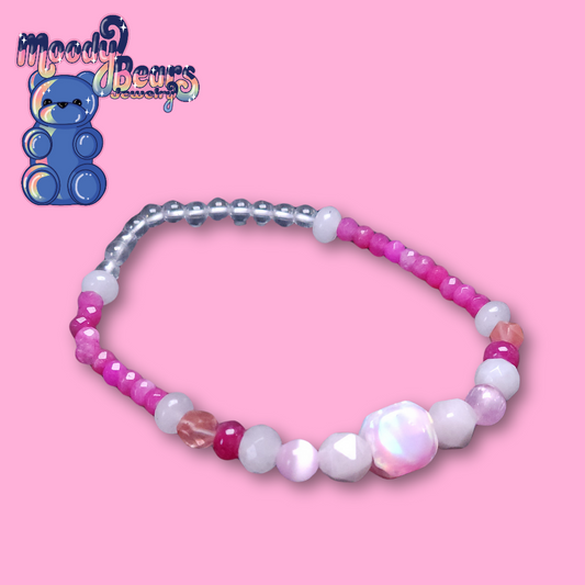 Delicate Macaron Lab-Created Opal & Crystal Stretchy Bracelet