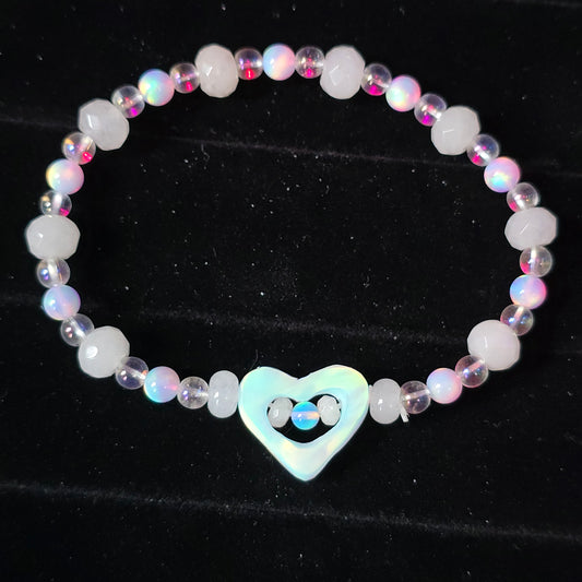 Playful Heart Lab-Created Opal & Crystal Stretchy Bracelet