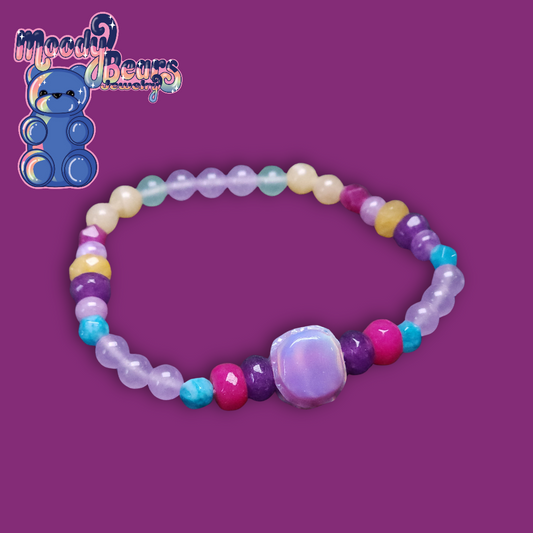 Hazy Macaron Lab-Created Opal & Crystal Stretchy Bracelet