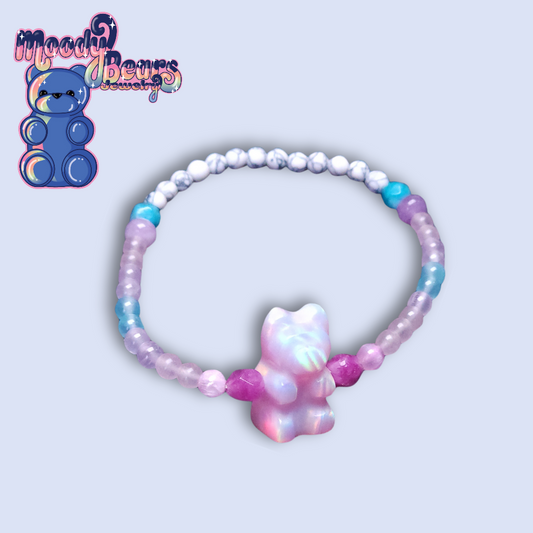 Delicate Gummy Bear Lab-Created Opal & Crystal Stretchy Bracelet