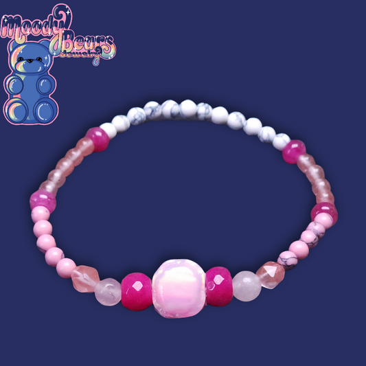 Delicate Macaron Lab-Created Opal & Crystal Stretchy Bracelet