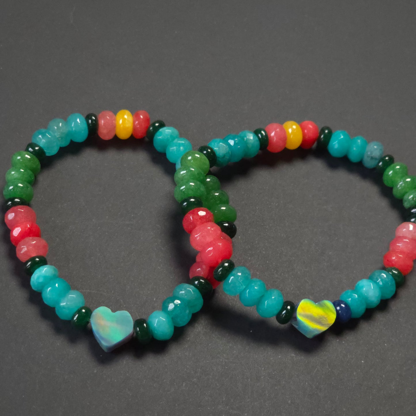 Everything Bagel Heart Lab-Created Opal & Crystal Stretchy Bracelet