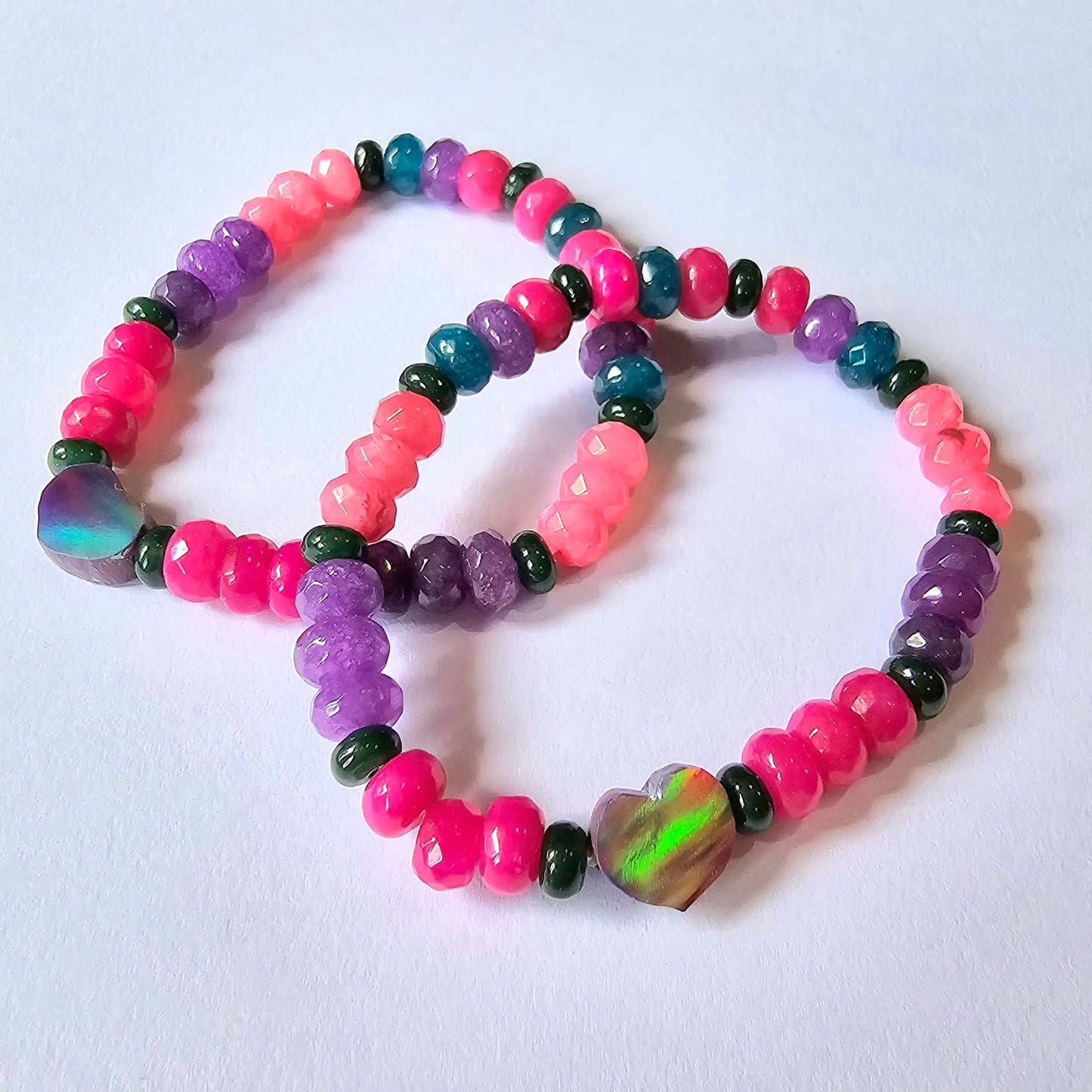 Sassy Heart Lab-Created Opal & Crystal Stretchy Bracelet