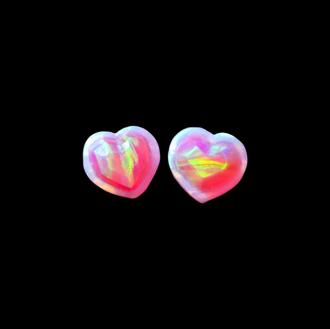 Delicate- Strawberry Electric Neon Heart Stud Earrings