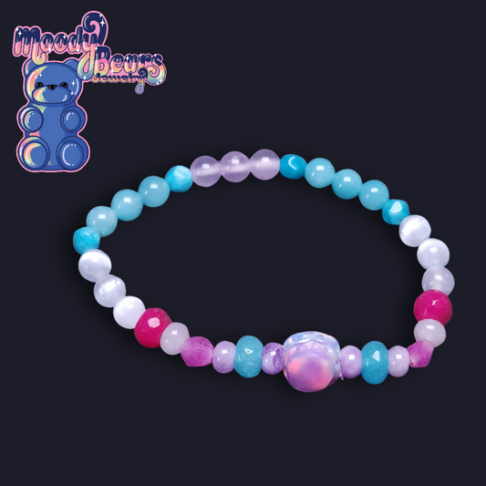 Hazy Macaron Lab-Created Opal & Crystal Stretchy Bracelet