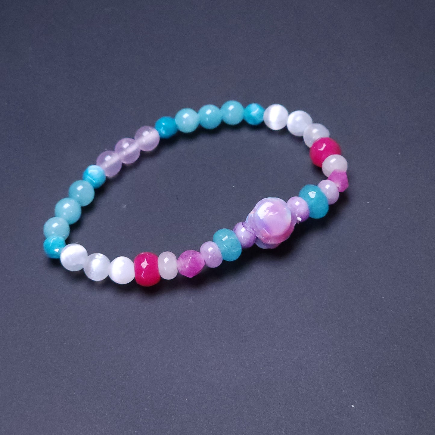 Hazy Macaron Lab-Created Opal & Crystal Stretchy Bracelet