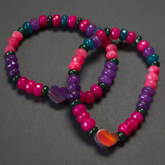 Sassy Heart Lab-Created Opal & Crystal Stretchy Bracelet