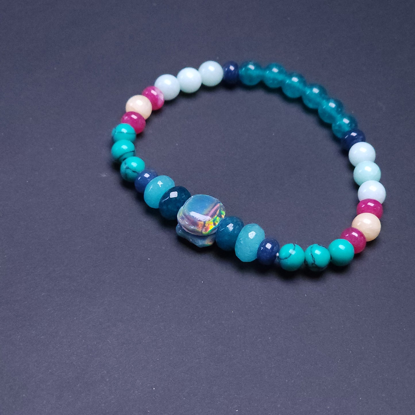 Everything Bagel Macaron Lab-Created Opal & Crystal Stretchy Bracelet