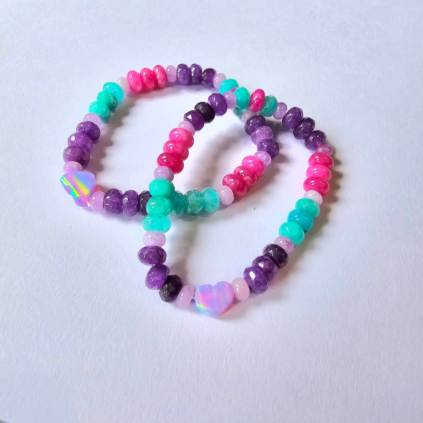 Hazy Heart Lab-Created Opal & Crystal Stretchy Bracelet