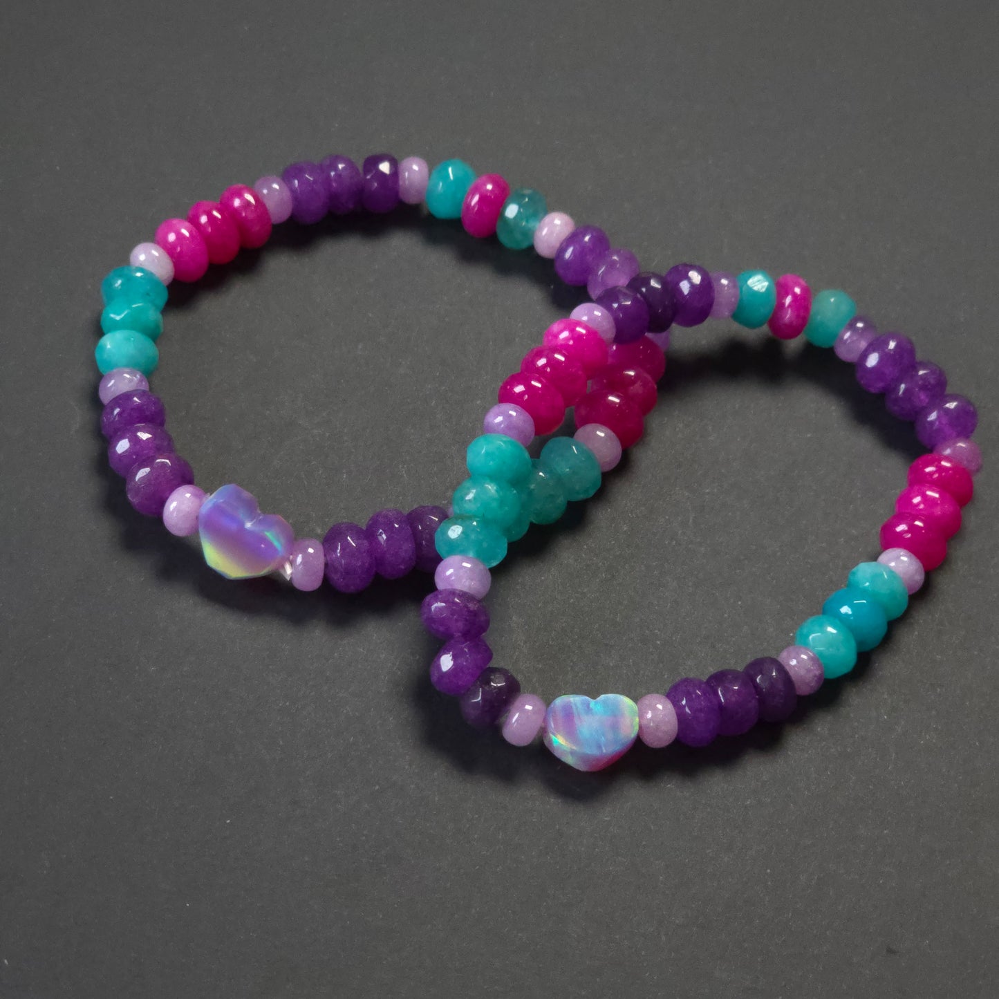Hazy Heart Lab-Created Opal & Crystal Stretchy Bracelet
