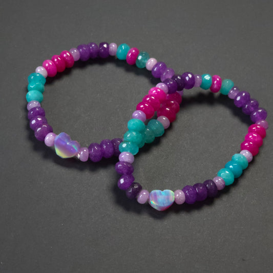Hazy Heart Lab-Created Opal & Crystal Stretchy Bracelet