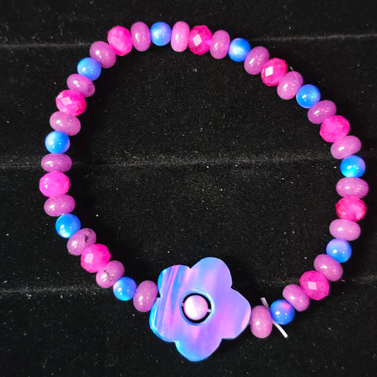 Electric Sugar Flower Lab-Created Opal & Crystal Stretchy Bracelet