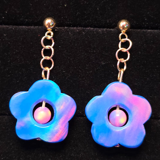Electric Sugar Flower Frame Stud Dangle Earrings